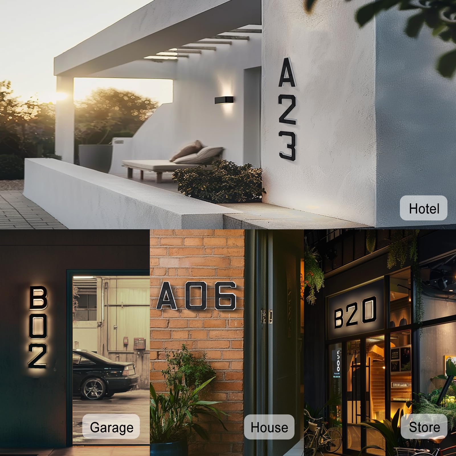 SmartYard 9 Inch Solar Lighted House Numbers for Outside, Light Up Waterproof LED Address Numbers Signs for Houses, Large Personalized Illuminated Exterior Modern House Numbers Light