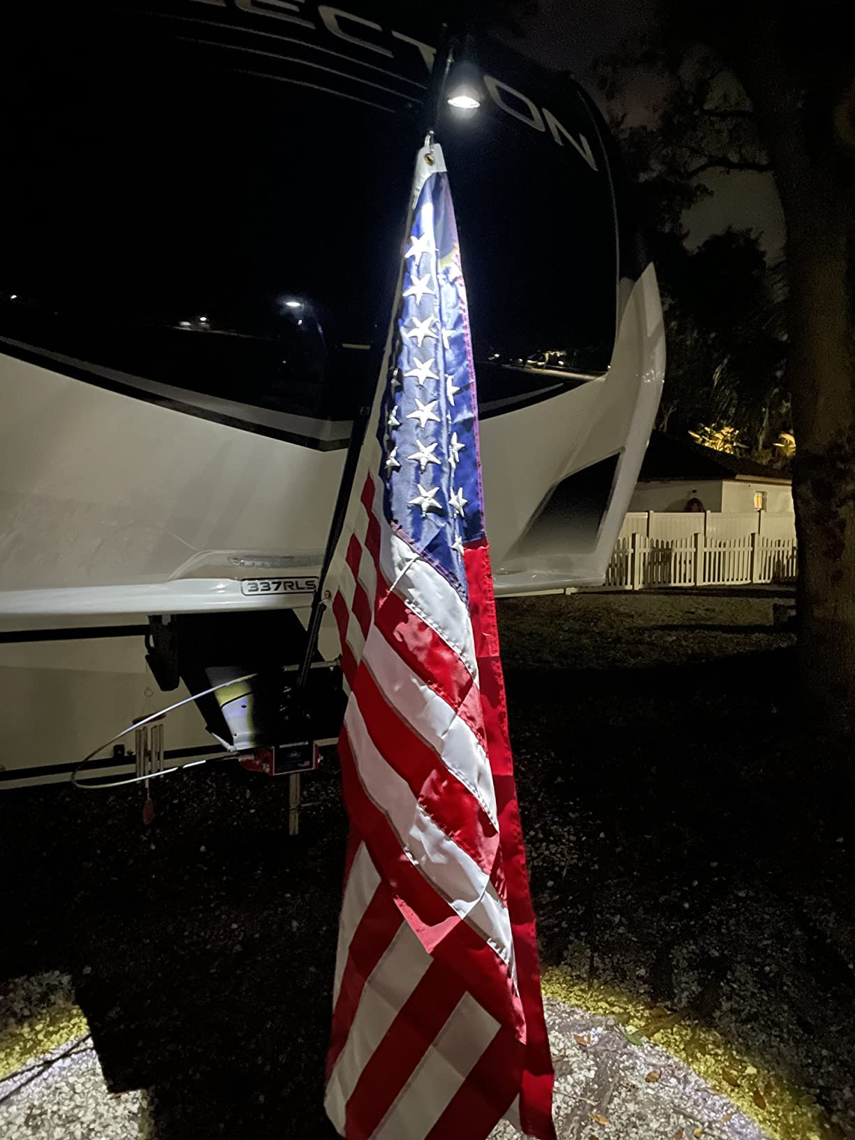 Solar Flag Pole Light, Flagpole Light Solar Powered, Super Bright PC Crystal LED Spotlight, Adjustable Bracket & Metal Clamp Fits 1-1.5" Flagpole