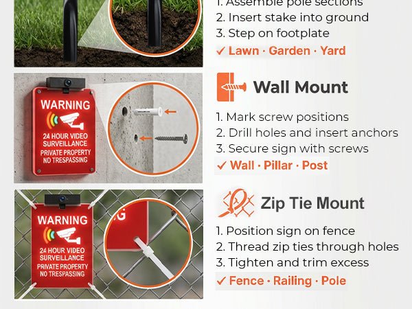 Solar No Trespassing Yard Sign with Stake — Active Nighttime Illumination, Highly Visible Metal & ABS Private Property Sign, Solar + Type-C Charging