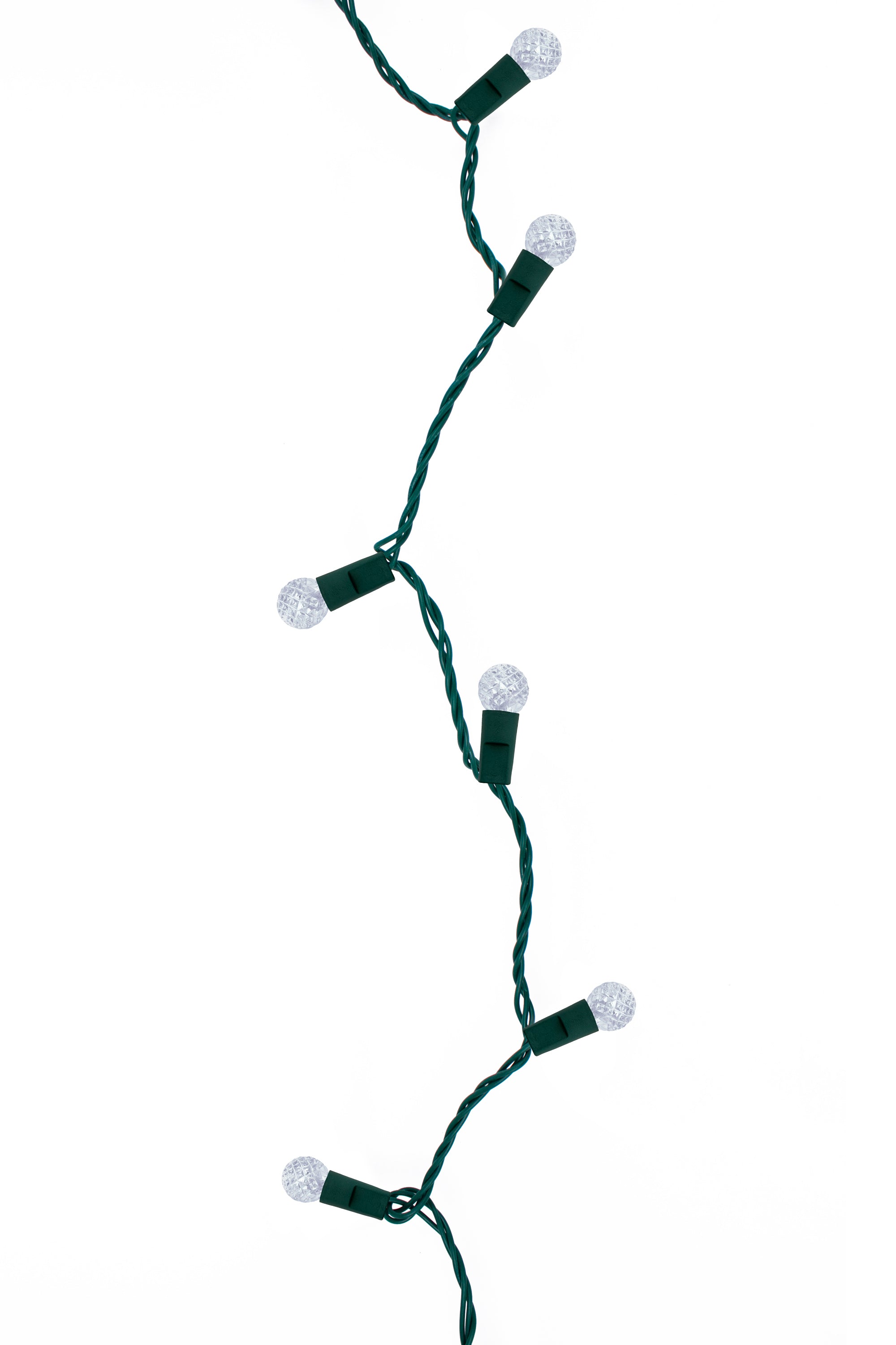 70 LED Indoor/Outdoor G12 Round Bulb Green Cable Christmas String Lights - Cool White