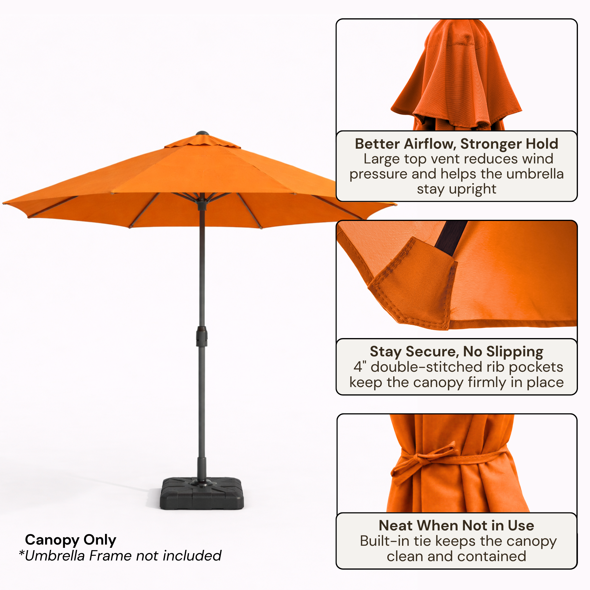 9ft Market Patio Umbrella 6 Rib Replacement Canopy Terracotta