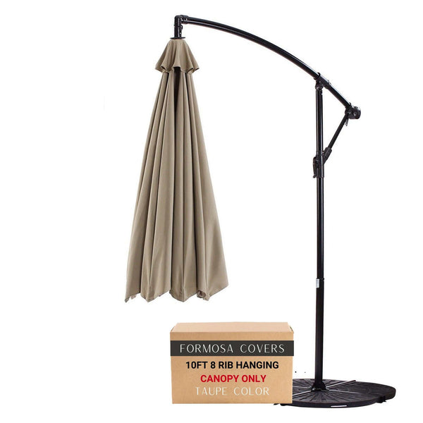 10ft Cantilever Hanging Umbrella 8 Rib Replacement Canopy Taupe – Lightsdaddy