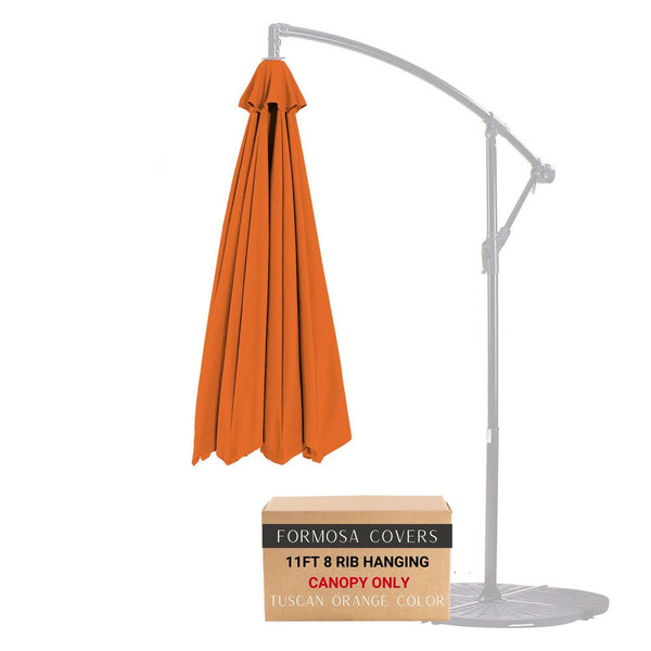 11ft Cantilever Hanging Umbrella 8 Rib Replacement Canopy Tuscan Orang – Lightsdaddy