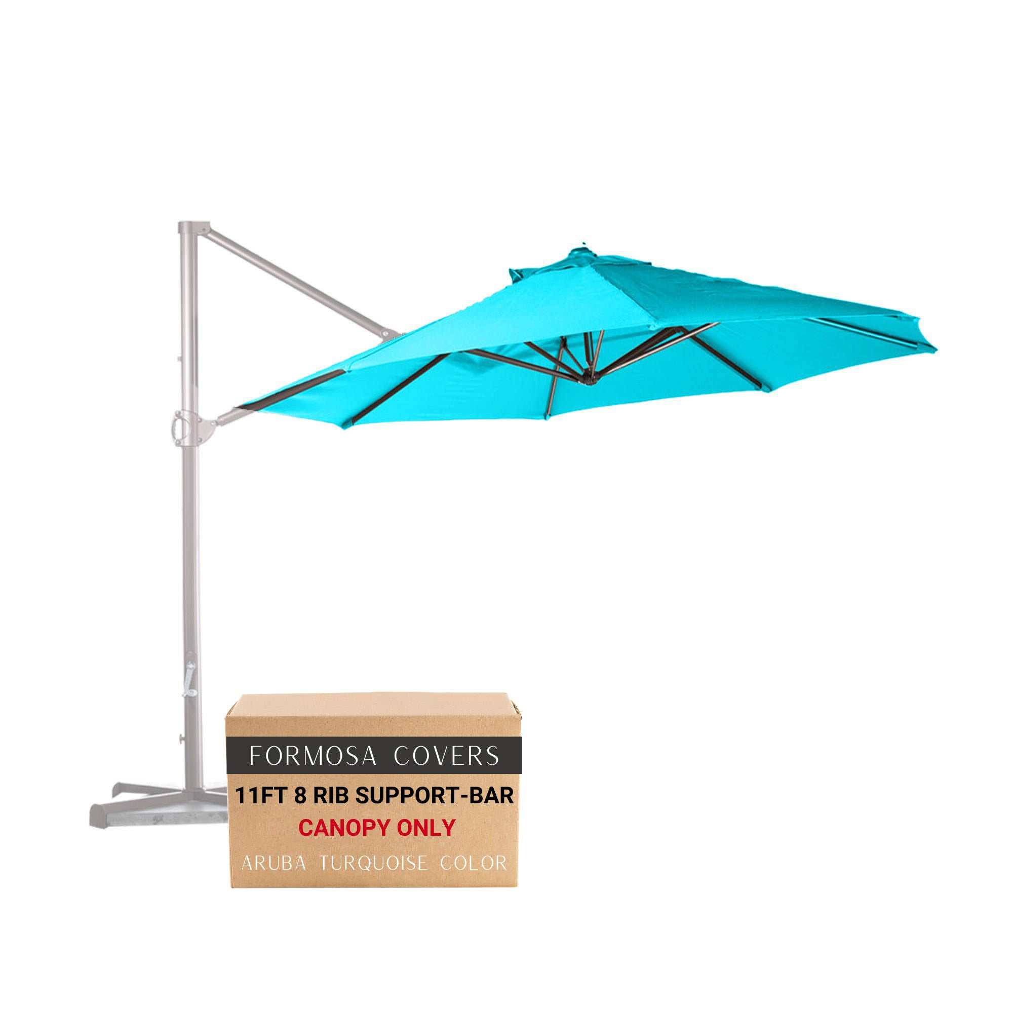 11 ft Cantilever Umbrella Replacement Canopy Supported Bar 8 Ribs Aruba Turquoise