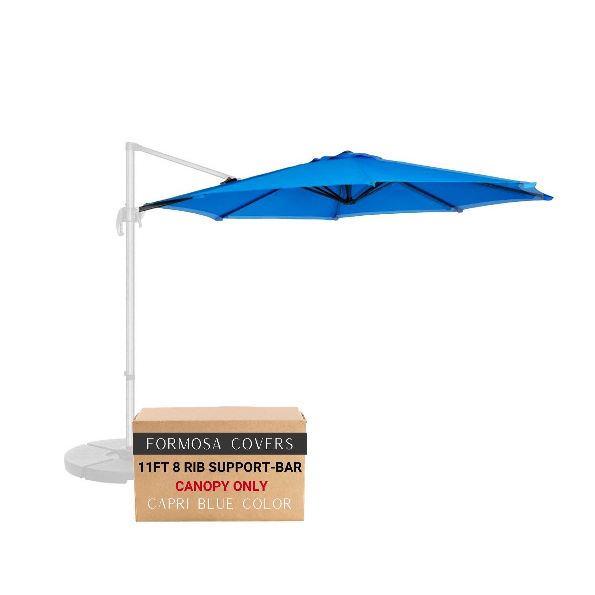 11 ft Cantilever Umbrella Replacement Canopy Supported Bar 8 Ribs Capri Blue Olefin Fabric