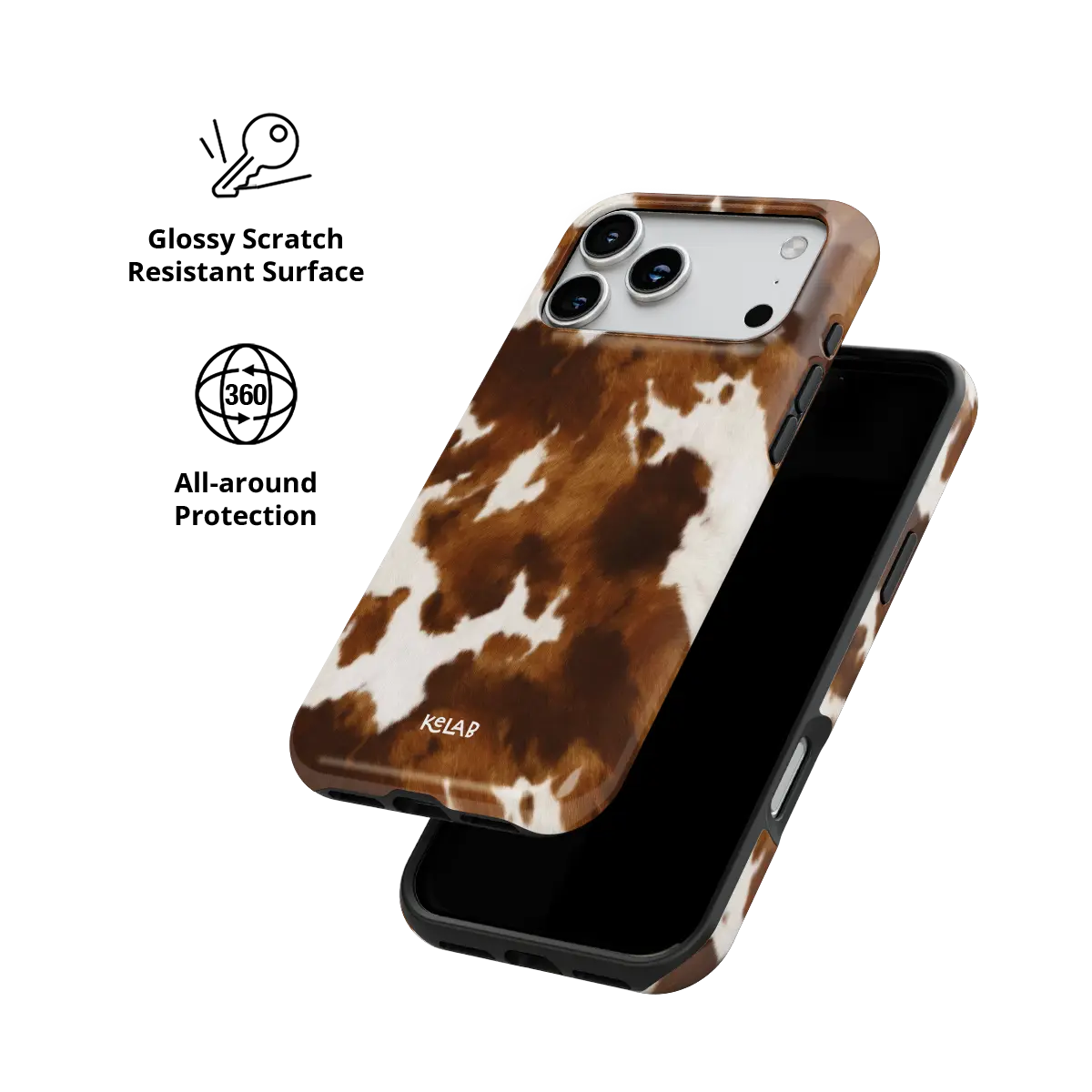 Milk & Mahogany | Brown & Cream Cow Print iPhone Case