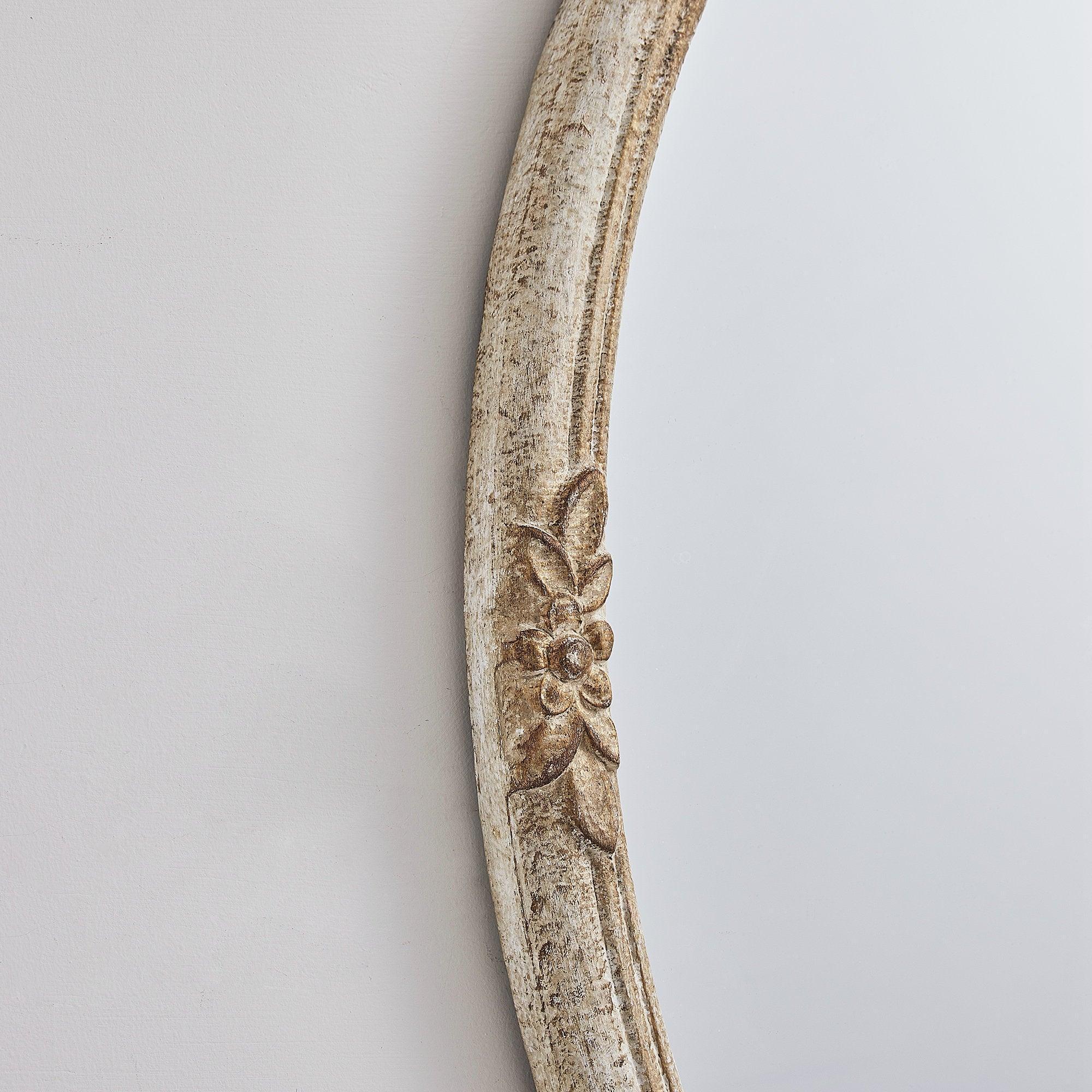 Traditioanl Oval Mirror With Wood Frame Rustic Decor Wall Mirror