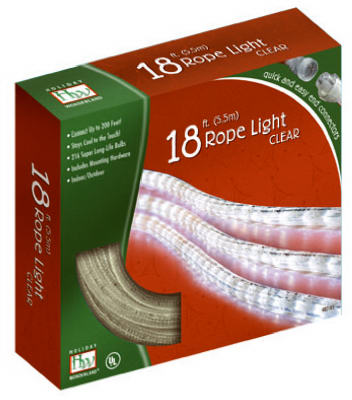 Holiday Wonderland 482185 18-Foot Clear Rope Light Set
