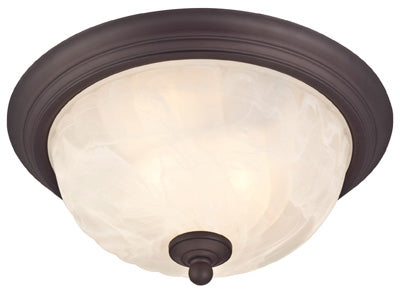 Westinghouse 6230900 Naveen Two-Light Flush-Mount Exterior Fixture, Oil Rubbed Bronze Finish On Steel With White Alabaster Glass