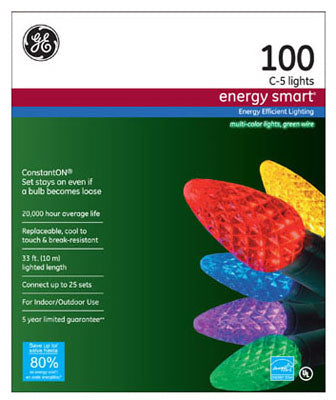 Nicolas Holiday Ge97575 100 Count Multi C5 Light Set