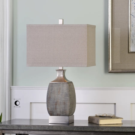 Uttermost Table Lamp - 1 Light, Ceramic, Textured Rust Bronze/Brushed Nickel, 10 D X 16 W X 27.5 H, Model 27143-1