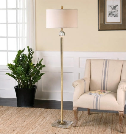 Uttermost 1 Light Floor Lamp Brush Brass/Crystal 17x17 inches Model 28635-1