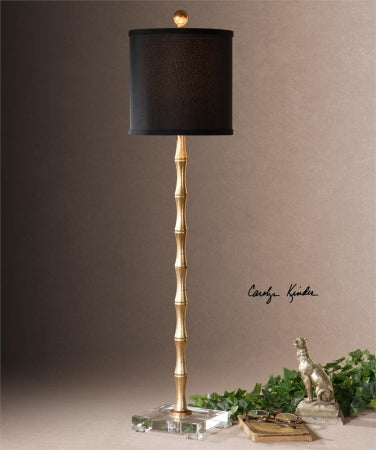 Uttermost 1 Light Buffet Lamp, 9x9 inches, Bamboo/Antiqued Gold Leaf/Crystal, Model 29585-1