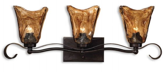 Uttermost Vetraio 3 Light Bath Vanity Strip, Bronze Metal, 9" L x 26" W x 7" D, Model 22801