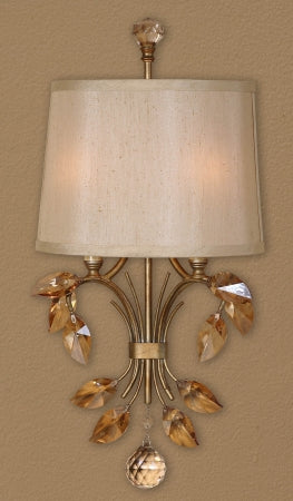 Uttermost Alenya 2-Light Wall Sconce, Burnished Gold Metal, 21.5in L x 12.3in W x 5.5in D, Model 224