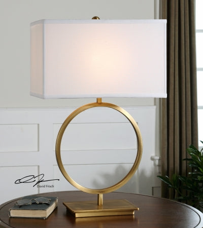 Uttermost 1 Light Table Lamp - Plated Brushed Brass - 28.8in L x 18.5in W x 9.5in D - Model 26559-