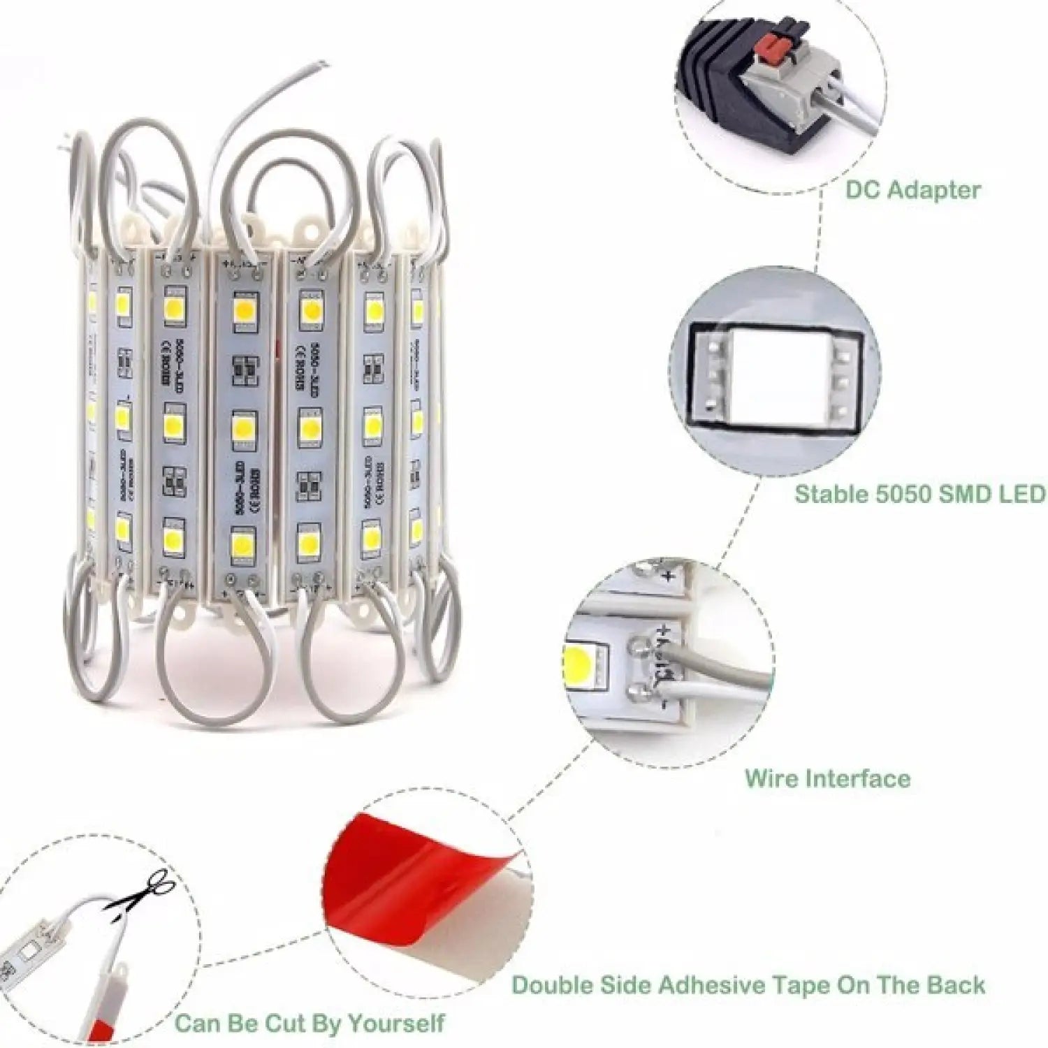 Waterproof Module LED Light Strip Board with 60 LEDs and 10ft Wire