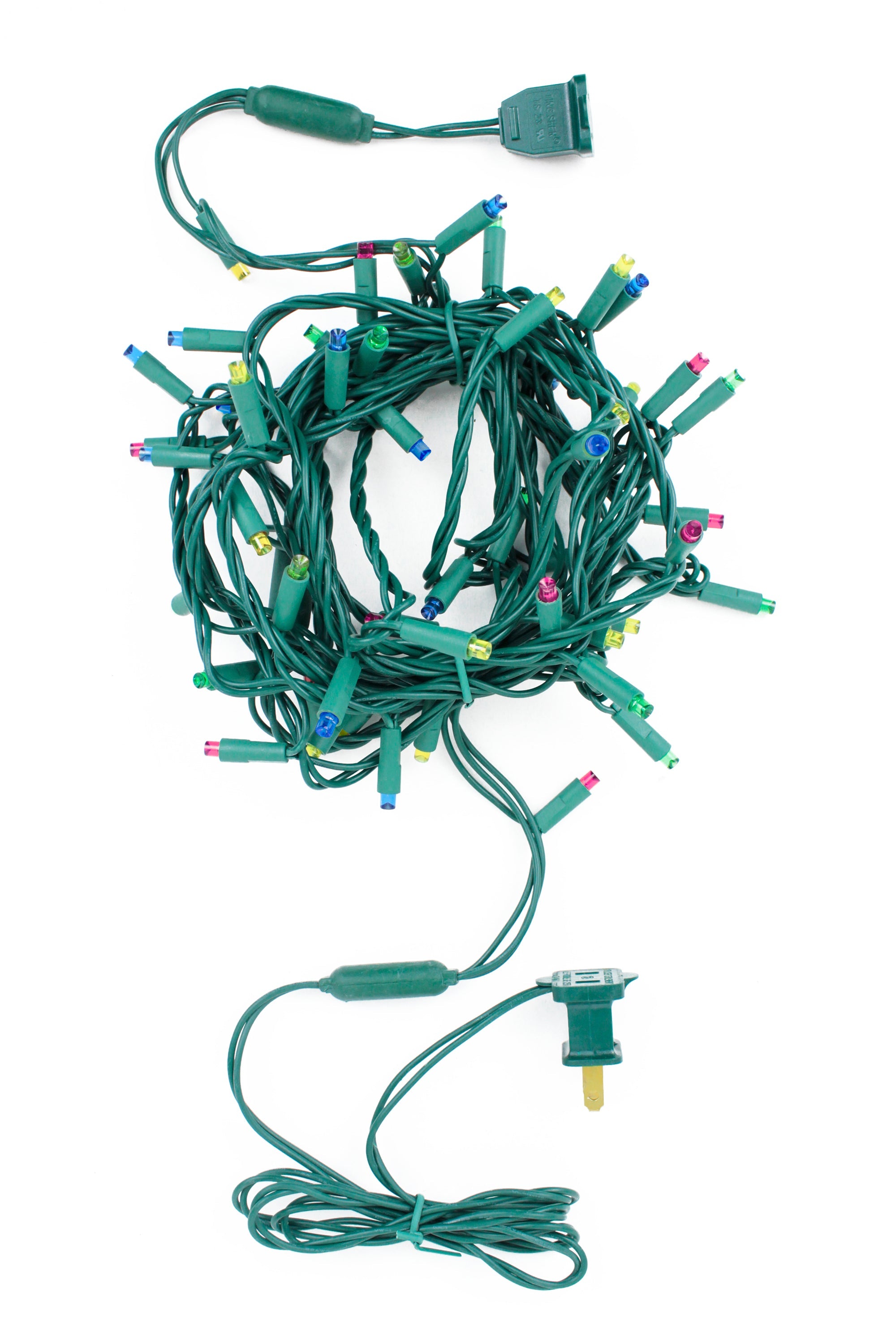 70 LED Indoor/Outdoor Wide Angle 5MM LED Green Cable Christmas String Lights - Multicolor