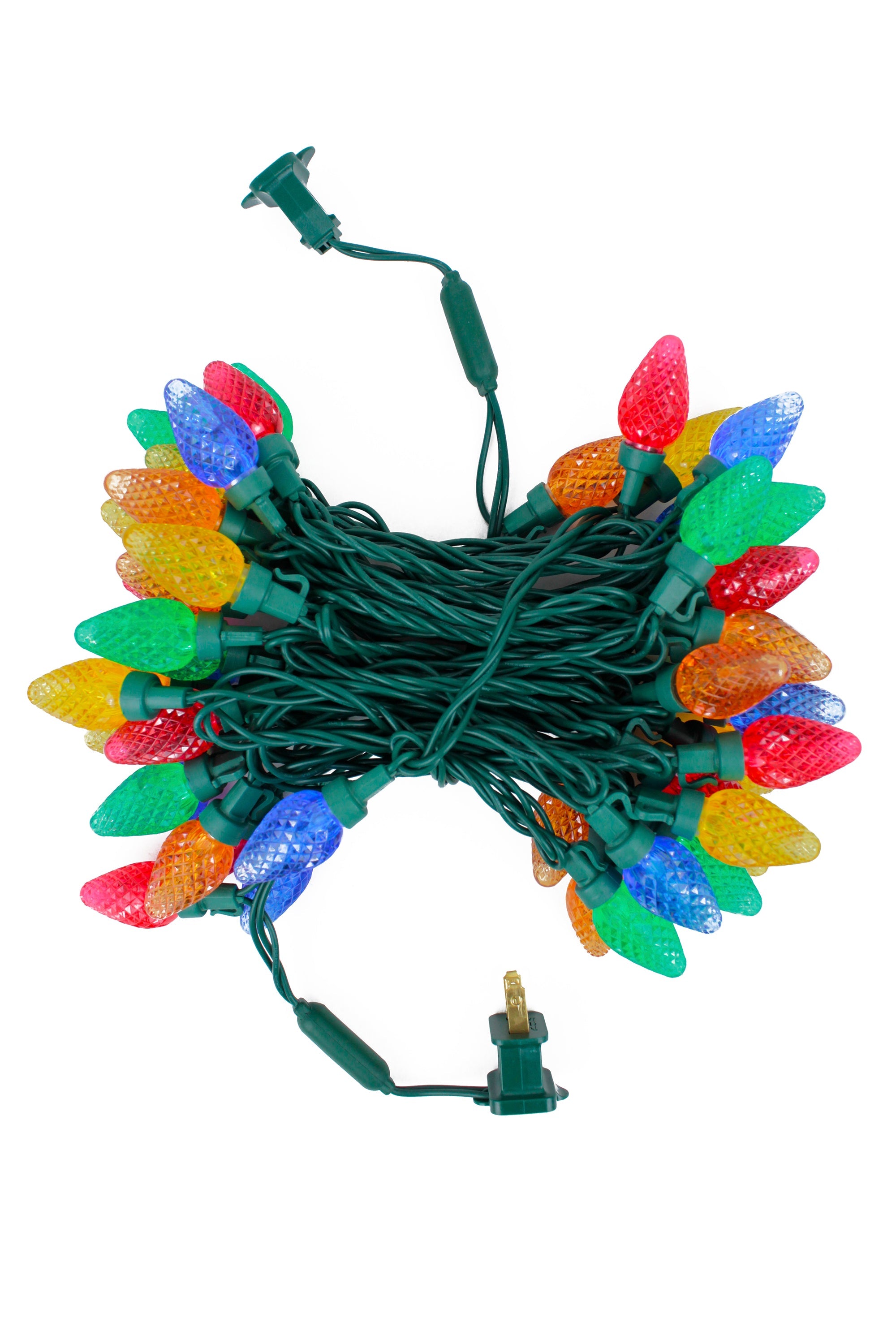 70 LED Indoor/Outdoor C6 Classic Bulb Green Cable Christmas String Lights - Multicolor