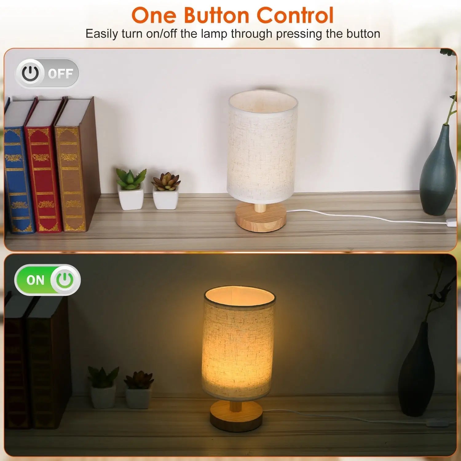 Wood & White Desk Lamp with Bamboo Base and Warm 3000K Lighting