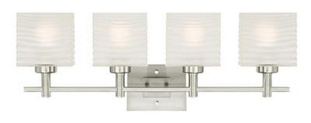 Westinghouse Four-Light Indoor Wall Fixture, Brushed Nickel, Rippled White Glass, Model 6304100