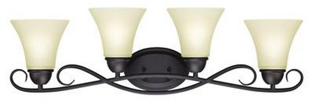 Westinghouse Dunmore Four-Light Wall Fixture, Oil-Rubbed Bronze Finish, Frosted Glass, Model 6307000