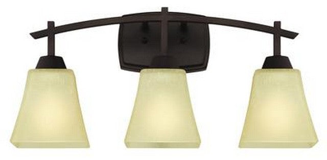 Westinghouse Three-Light Indoor Wall Fixture, Oil Rubbed Bronze with Amber Glass, Model 6307500
