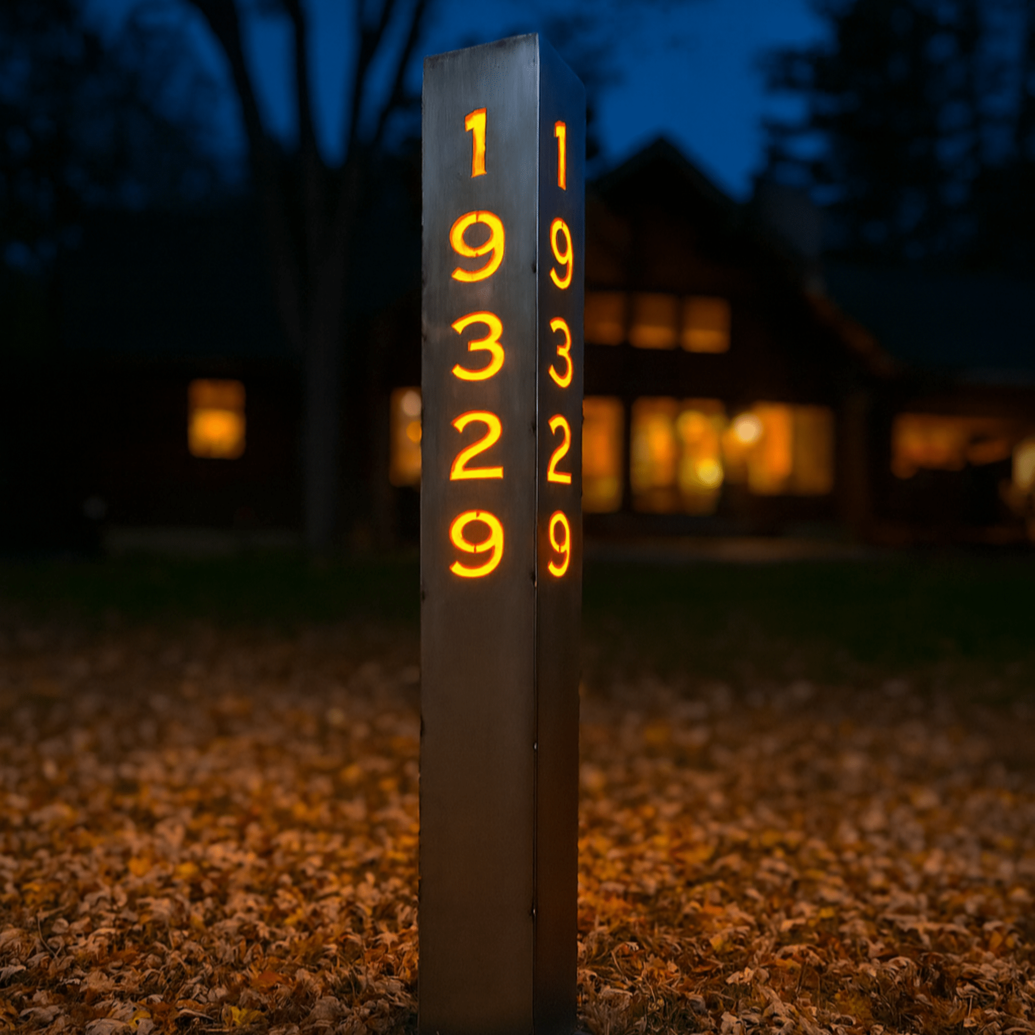 XL Home Address Solar Pillar Light - Steel