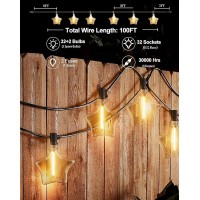 Lightdot 200FT Outdoor LED String Lights, Vintage Bulbs, Black