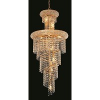 Elegant Lighting 1800Sr16G-Rc 16 D X 36 In Spiral Collection Hanging Fixture - Royal Cut- Gold