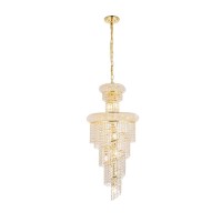 Elegant Lighting 1800Sr16G-Rc 16 D X 36 In Spiral Collection Hanging Fixture - Royal Cut- Gold