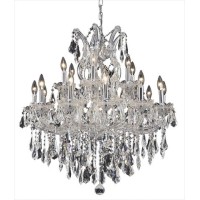 Elegant Lighting 2801D30C-Rc 30 W X 28 H In Maria Theresa Collection Hanging Fixture - Royal Cut- Chrome Finish