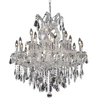 Elegant Lighting 2801D30C-Rc 30 W X 28 H In Maria Theresa Collection Hanging Fixture - Royal Cut- Chrome Finish