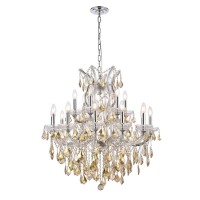 Elegant Lighting 2800D30C-Gt-Rc 30 Dia X 28 H In Maria Theresa Collection Hanging Fixture - Royal Cut- Chrome Finish