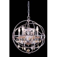 Elegant Lighting 1130D17Pn-Gt-Rc 17 Dia X 195 H In Geneva Pendent Lamp - Polished Nickel- Royal Cut Golden Teak Crystals