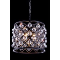 Elegant Lighting 1206D14Mb-Ss-Rc 14 Dia X 13 H In Madison Pendent Lamp - Mocha Brown- Royal Cut Silver Shade Crystals