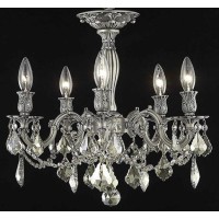 Elegant Lighting 9205F18Pw-Gt-Rc 18 Dia X 17 H In Rosalia Collection Flush Mount - Pewter Finish Royal Cut