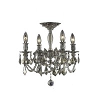 Elegant Lighting 9204F17Pw-Gt-Rc 17 Dia X 19 H In Rosalia Collection Flush Mount - Pewter Finish- Royal Cut