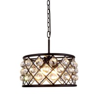 Elegant Lighting 1214D16Mb-Rc 16 Dia X 9 H In Madison Pendant Lamp - Mocha Brown- Royal Cut Crystal Clear