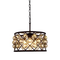 Elegant Lighting 1214D16Mb-Gt-Rc 16 Dia X 9 H In Madison Pendant Lamp - Mocha Brown- Royal Cut Golden Teak Smoky