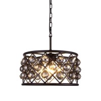 Elegant Lighting 1214D16Mb-Ss-Rc 16 Dia X 9 H In Madison Pendant Lamp - Mocha Brown- Royal Cut Silver Shade Grey