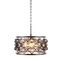 Elegant Lighting 1214D16Pn-Ss-Rc 16 Dia X 9 H In Madison Pendant Lamp - Polished Nickel- Royal Cut Silver Shade Grey