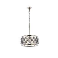 Elegant Lighting 1214D16Pn-Ss-Rc 16 Dia X 9 H In Madison Pendant Lamp - Polished Nickel- Royal Cut Silver Shade Grey