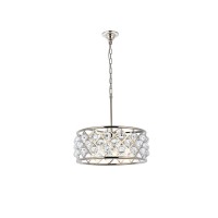 Elegant Lighting 1214D20Pn-Rc 20 Dia X 9 H In Madison Pendant Lamp - Polished Nickel, Royal Cut Crystal Clear