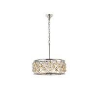 Elegant Lighting 1214D20Pn-Gt-Rc 20 Dia X 9 H In Madison Pendant Lamp - Polished Nickel, Royal Cut Golden Teak Smoky