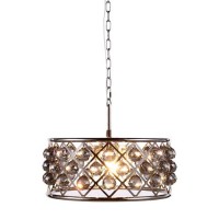 Elegant Lighting 1214D20Pn-Ss-Rc 20 Dia X 9 H In Madison Pendant Lamp - Polished Nickel, Royal Cut Silver Shade Grey