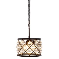 Elegant Lighting 1213D12Mb-Rc 12 Dia X 9 H In Madison Pendant Lamp - Mocha Brown- Royal Cut Crystal Clear