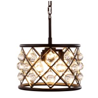 Elegant Lighting 1213D12Mb-Rc 12 Dia X 9 H In Madison Pendant Lamp - Mocha Brown- Royal Cut Crystal Clear