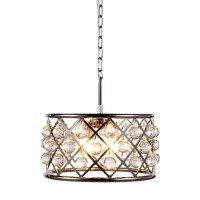 Elegant Lighting 1213D16Pn-Rc 16 Dia X 9 H In Madison Pendant Lamp - Polished Nickel- Royal Cut Crystal Clear