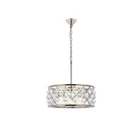 Elegant Lighting 1213D20Pn-Rc 20 Dia X 9 H In Madison Pendant Lamp - Polished Nickel, Royal Cut Crystal Clear